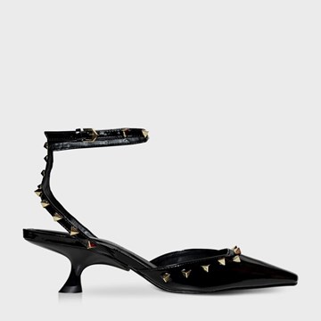 CARRANO Δερμάτινα mules με μεσαίο τακούνι και μπαρέτα