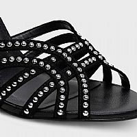 CARRANO Δερμάτινο πέδιλο με μπαρέτα και μεταλλικές λεπτομέρειες