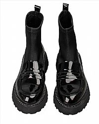 WALL STREET Δερμάτινο μποτάκι με κάλτσα 