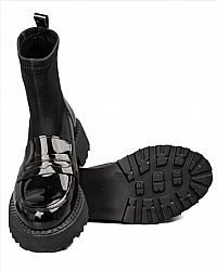 WALL STREET Δερμάτινο μποτάκι με κάλτσα 