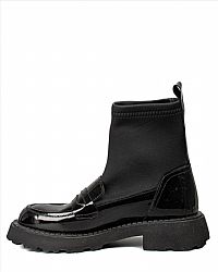 WALL STREET Δερμάτινο μποτάκι με κάλτσα 