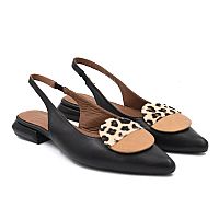 WALL STREET Δερμάτινα mules με λεοπάρ λεπτομέρεια