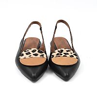 WALL STREET Δερμάτινα mules με λεοπάρ λεπτομέρεια