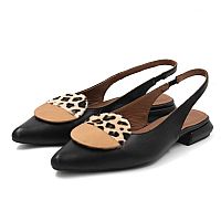 WALL STREET Δερμάτινα mules με λεοπάρ λεπτομέρεια