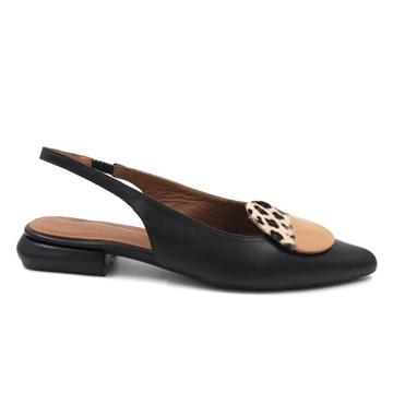 WALL STREET Δερμάτινα mules με λεοπάρ λεπτομέρεια