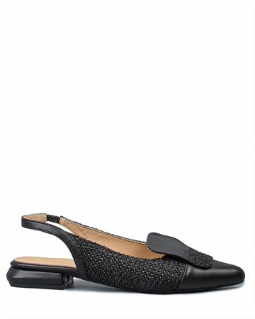 WALL STREET Sling bag από ψάθα και δέρμα