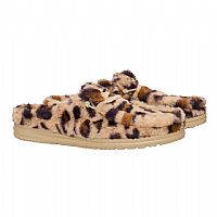 HEY DUDE Flat mules από συνθετική γούνα με τύπωμα λέοπαρ