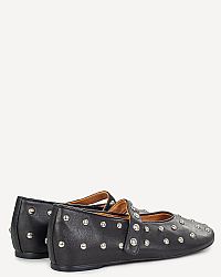 INUOVO Δερμάτινη μπαλαρίνα με μπαρέτα και τρουκς