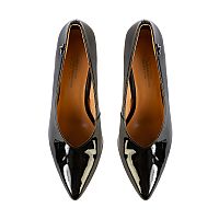 VERSACE 1969 Γόβα από λουστρίνι με μυτερή γραμμή και φαρδύ, μεσαίο τακούνι