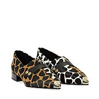 WALL STREET Flat, μυτερό  παπούτσι pony skin με animal print