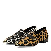 WALL STREET Flat, μυτερό  παπούτσι pony skin με animal print