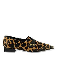 WALL STREET Flat, μυτερό  παπούτσι pony skin με animal print
