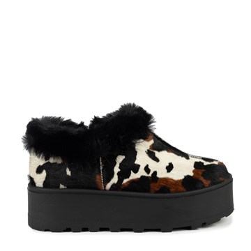 WALL STREET Μποτάκι αστραγάλου από pony skin και καστόρι