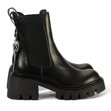 WALL STREET Δερμάτινο, chelsea μποτάκι με μεσαίο τακούνι.