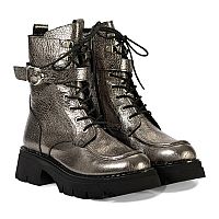 WALL STREET Δερμάτινο μποτάκι με ιδιαίτερο δέρμα κ μεταλλική απόχρωση