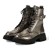 WALL STREET Δερμάτινο μποτάκι με ιδιαίτερο δέρμα κ μεταλλική απόχρωση