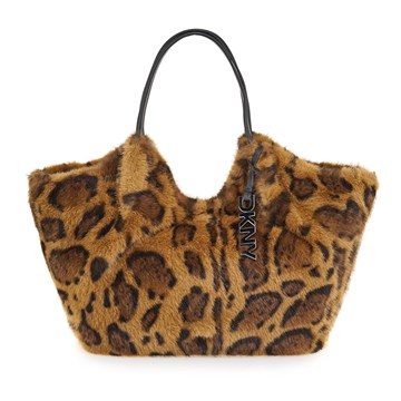 DKNY Γούνινη τσάντα με animal print