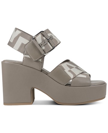 DKNY Πέδιλο φαρδύ τακούνι και logo.